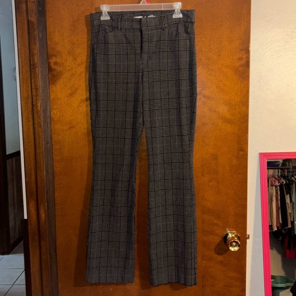 Old Navy high rise pixie flare plaid dress slacks pants NWOT